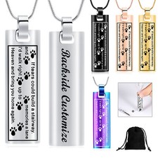 Paw Print Prayer Square Urn Pendant Pet Memory Necklace for Cremation Ashes Gift