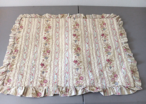 Shabby Chic Pillowcase Sham Standard Quilted Ruffle Floral Stripe Cottagecore