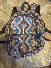 Wrangler Kids Geometric Backpack Brown Blue Yellow Zip Adjustable Straps Pockets