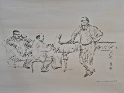 Lithografie Arno Mohr, Brecht, Eisler und Busch, 1978, signiert