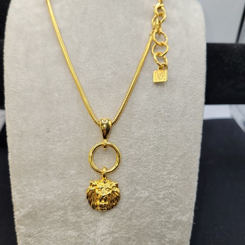 Anne Kline* Signature Lion Pendent,Goldtone,3/4",snake Chain 15"+2" - Picture 2 of 6