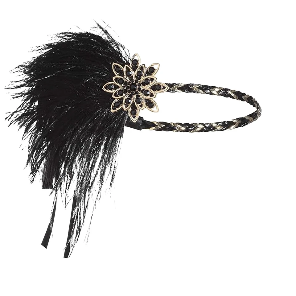 1920s Damen Stirnband 20er Jahre Accessoires Kopfschmuck Flapper Feder Haarba... - Bild 1 von 4