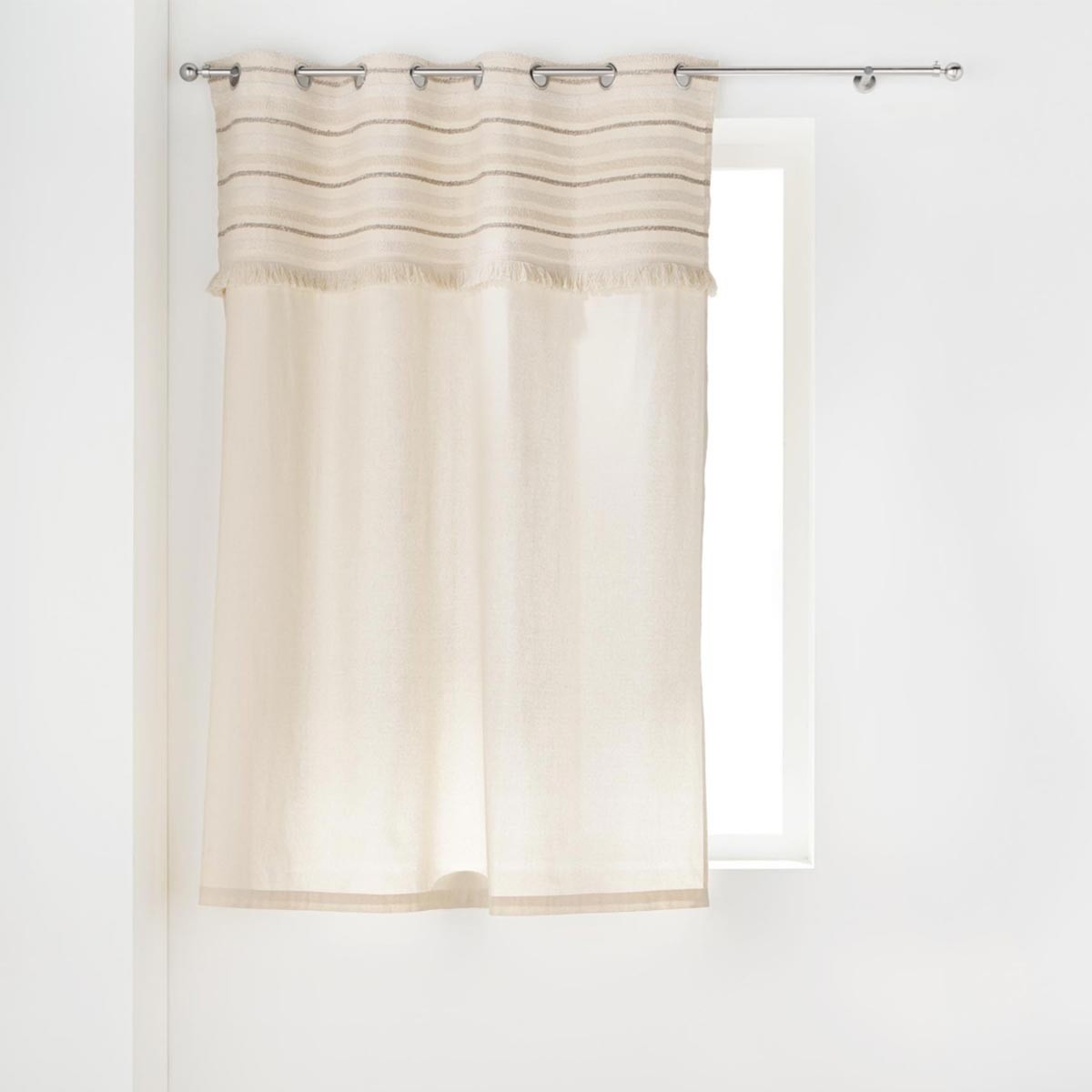 Rideau à oeillets Atlas 140x180cm naturel pour salon bohème chic
