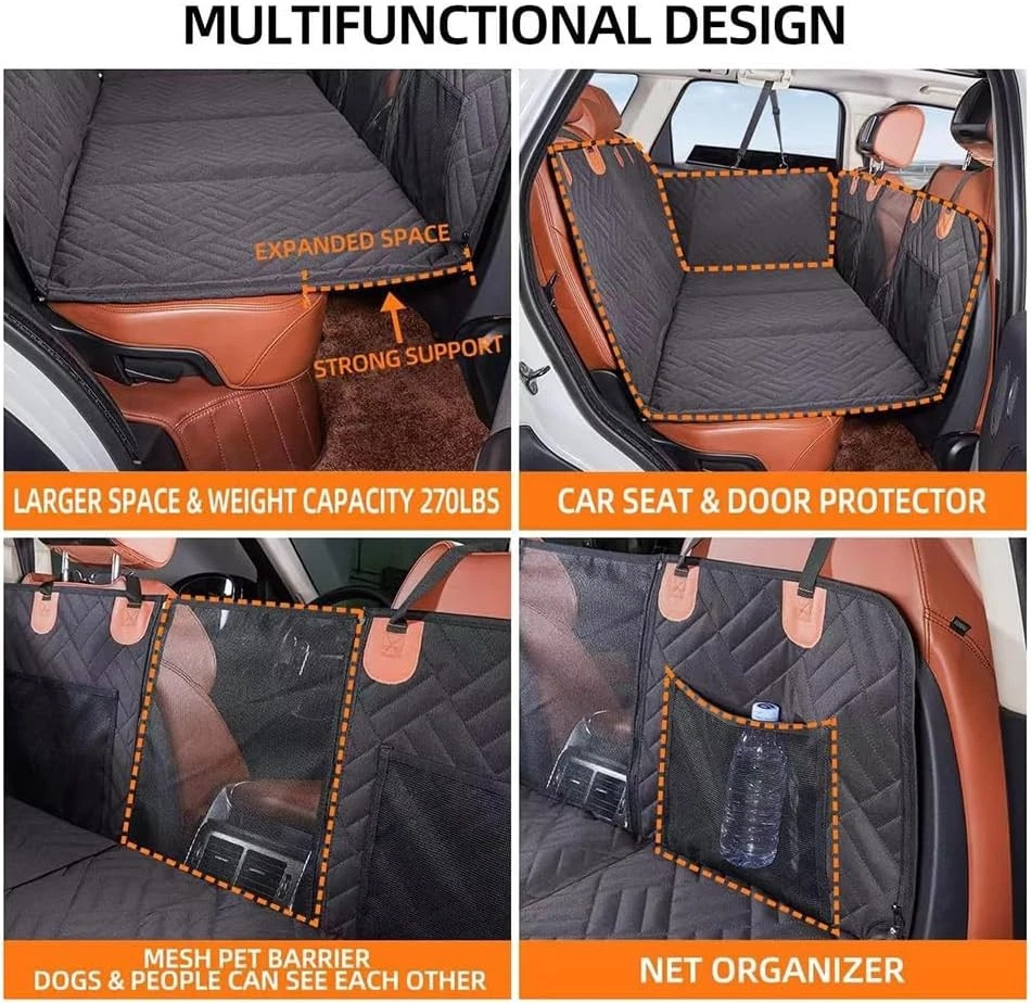 Dog Car Seat Cover & Hard Bottom Pet Car Back Seat Extender Hammock Waterproof - Image 4 of 4