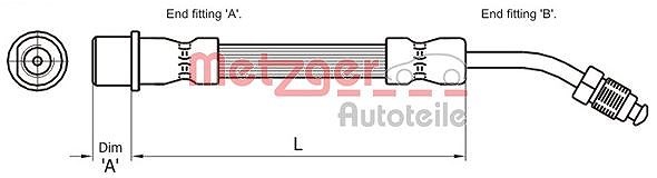 Metzger Bremsschlauch Hinterachse Rechts U.A. FüR CitroËN, Peugeot-image