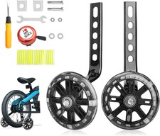 Trainer Wheels for Bicycle, Flash Mute Wheel, Heavy Duty Adjustable Bike Stabili