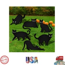 Spooky 6-Piece Black Cat Yard Signs with Stakes - Ideal for Halloween Setup