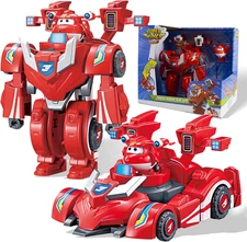 Super Wings Transformable Toys, 7" Super Robot and 2" Mini Jett Transforming