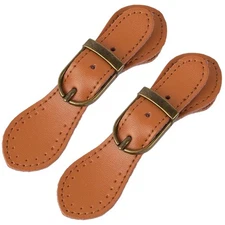 2PCS Cowhide Leather Sew on Toggles Closures Cloak Clasp Fasteners Genuine Le...