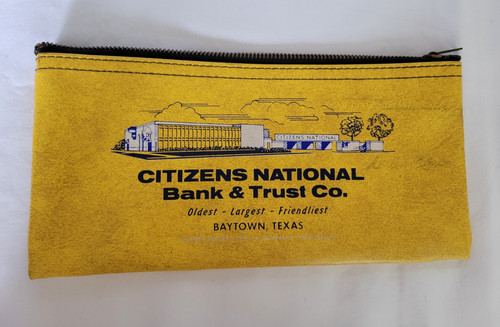 Vintage Bank Bag Citizen National Bank & Trust Co. Baytown Texas