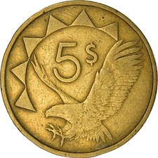 [#838464] Münze, Namibia, 5 Dollars, 1993, Vantaa, S, Messing, KM:5