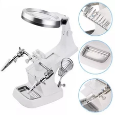 Third Hand Soldering Solder Iron Stand Holder Magnifier Helping Station Tool #