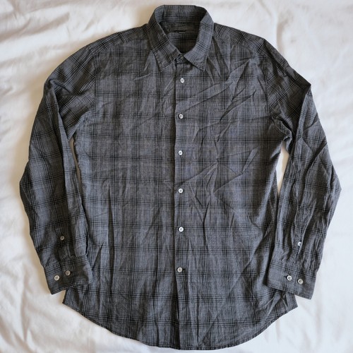 John Varvatos, Vintage John Varvatos Black Gray Plaid Men's Medium Long Sleeve Button-up Shirt