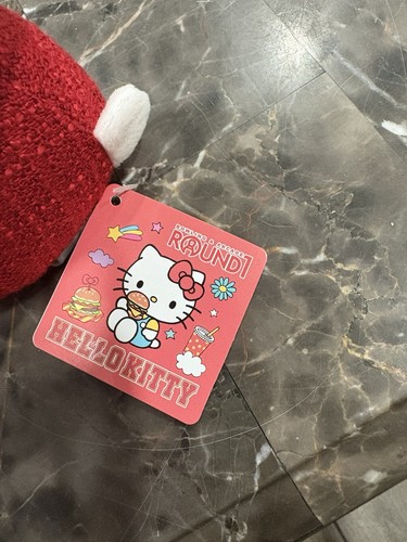 Sanrio Classic Hello Kitty 6,5 Zoll Tweed rot gelb rund 1 - Bild 4 von 5