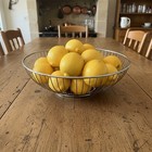 Vintage Mid-Century Modern Silver Open Spoke Wire Metal Round Fruit Bowl 9 3/4”  — photo 1