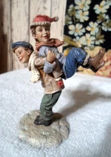 Joseph's Studio Roman 2008 Figurine Two Boy's Playing in The Snow Wintertime