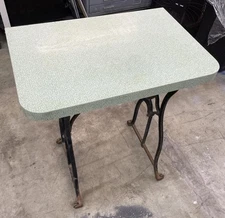 Wheeler & Wilson Treadle Sewing Machine Cast Iron Base + Antique Green Table Top