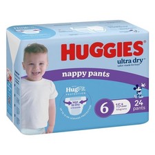 Huggies Ultra Dry Nappy Pants Size 6 15kg  Over Boy 24 Pack