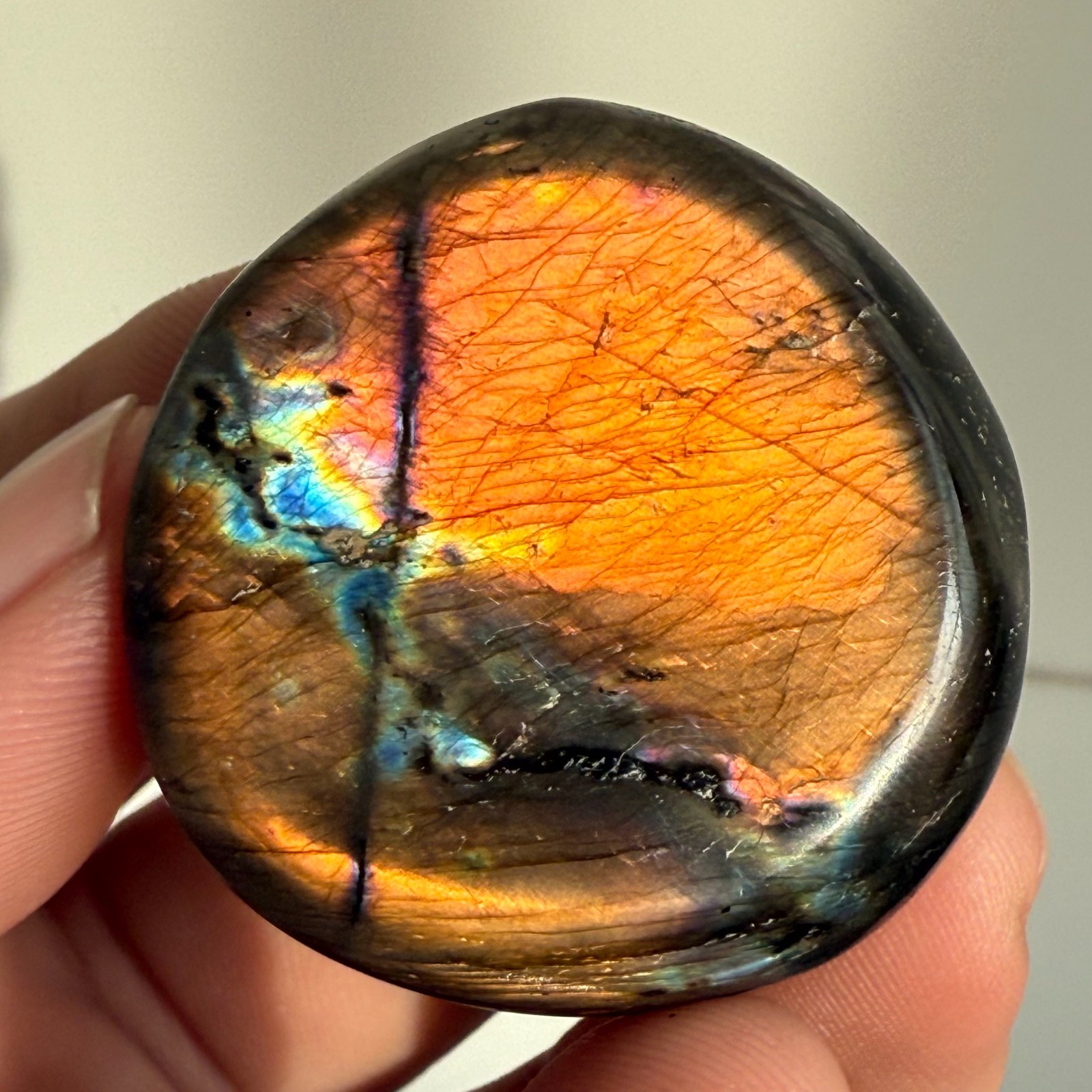 21g Natural Flashy Rainbow Labradorite Palm Crystal Quartz Healing Reiki