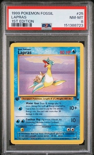 1999 Pokemon 1st Edition Fossil Lapras 25/62 PSA 8 MINT NEAR MINT