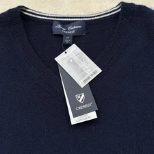 Daniel Cremieux Men's Medium Luxury 100% Cashmere V Neck Pullover Navy