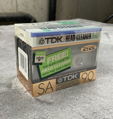 TDK SA-90 High Position IEC Type II Blank Cassette 4 Pack + Head Cleaner HCL-11