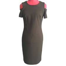 Tommy Hilfiger Dress Women’s Size 4 Black Cold Shoulder Short Sleeve Gold Zipper