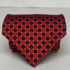 LAUREN Ralph Lauren Tie Red Blue White Geometric LRL Repp Silk Designer USA A46