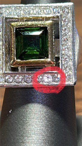 CHRISTIAN DIOR GERMANY Emerald Green and Ice Clear Chrystal Ring Signed *READ* - Picture 8 of 10