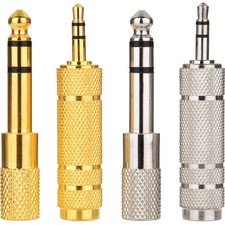 4 Pieces Headphone Adapter 6.35 mm 1/4 Inch Male to 3.5 mm Female and Audio S...