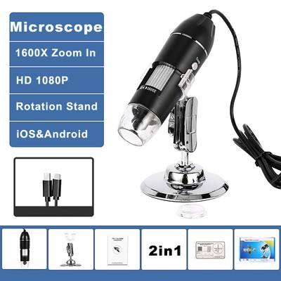 1600x Digital Microscope Kit for Kids Beginners Children STEM LED Light iPhone 