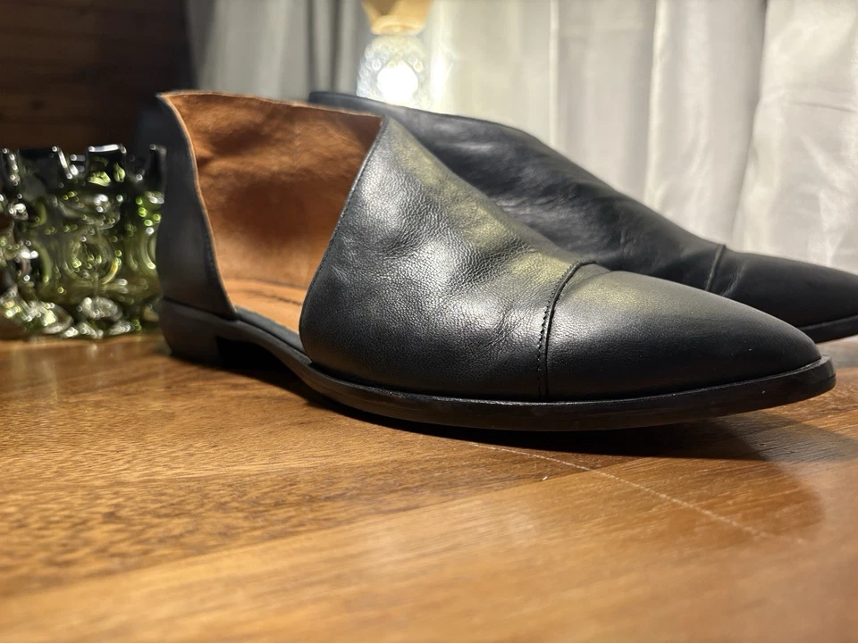 Free People Royale Bota D’orsay Cuero Negro Punta Plana Zapato EE. UU. 11 UE 42 Foto 4 de 4