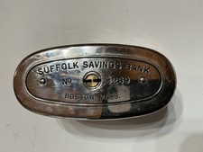 Vintage Suffolk Savings Bank Nickel- Plated Steel Original Box & Pamphlet No Key