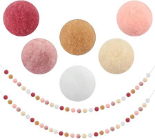 Bunte Filzkugelgirlande mit 60 Pompoms - für Kinderzimmer, Geburtstags- und Weih