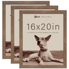VCK 16x20 Picture Frames for Wall - Brown Walnut 3 Pack, Natural Textured Sol...