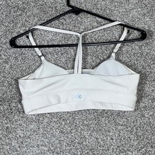 Alo Yoga White Mesh Panel Sports Bra Racerback Low Support Medium