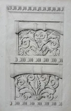 Antique 1824 Classical Architectural Engraving capitals friezes  Palmette Leaf