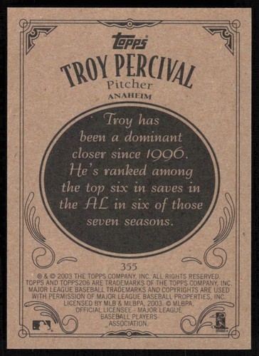 2002 Topps 206 #355 Troy Percival - FREE SHIPPING - Picture 2 of 2