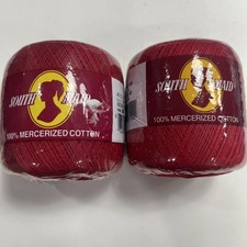 Lot Of 2 - South Maid Crochet Thread Sz 10 Color 494 Victory Red Each 350 yds