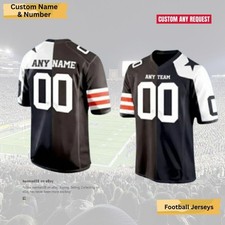 Personalized Half Brown White Football Jersey Custom Request Name Number
