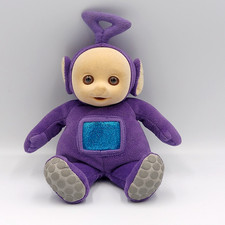 Vintage 1998 Teletubbies Tinky Winky Purple Plush Doll Fuzzy Face by Eden 8  