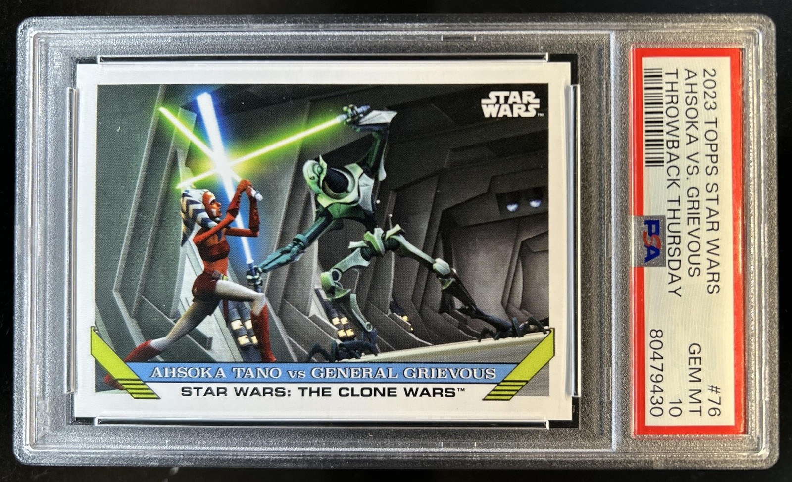 2023 Topps Throwback Thursday Star Wars Ahsoka Tano vs Grievous #76 PSA 10 view 1
