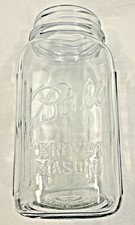 VTG 1923-33 Ball PERFECT MASON Clear Square W/ Ribs Quart Canning Jar No Lid #2