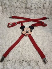 Disney Mickey Mouse vintage suspenders Red Leather By Zephyr 1990's
