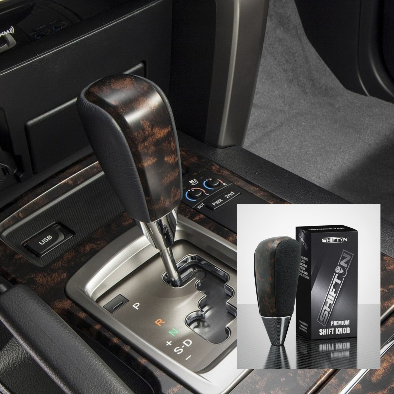Dark Wood Grain Gear Shift Knob for Toyota 4Runner Tacoma Tundra Lexus LX570 470
