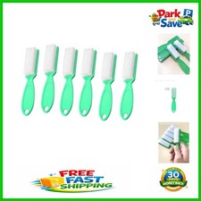 Durable 6-Piece Nail Brush Set with Non-Slip Handle - Easy Grip Green Design