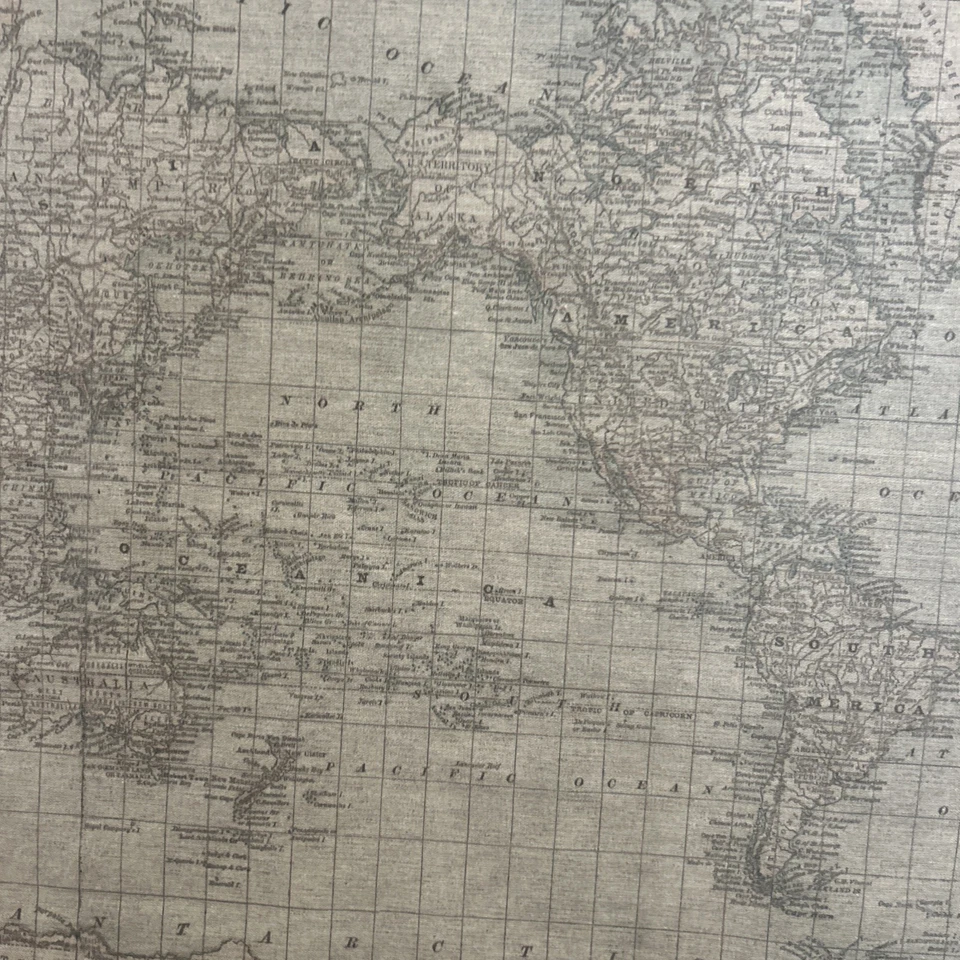 VTG? The  World 1882 Map Linen Tapestry Wall Decor Approx 24x34 Rope And Dowels - Image 4 of 4