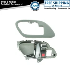 Inside Interior Gray & Chrome Door Handle w/ Bezel LH for Chevy Truck Pickup