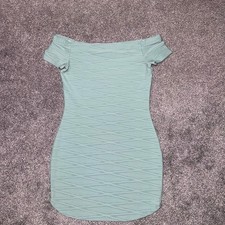 Windsor Powder Blue Textured Off-The-Shoulder Cap Sleeve Mini Bodycon Dress - LG