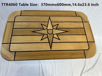 Boat Rectangular Teak Table Top Star Inlay Round Corner 7 Sizes Marine Yacht RV